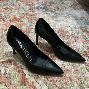Black leather Calvin Klein heels